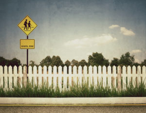 vintage picture of school zone sign
