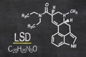 Blackboard with the chemical formula of LSD